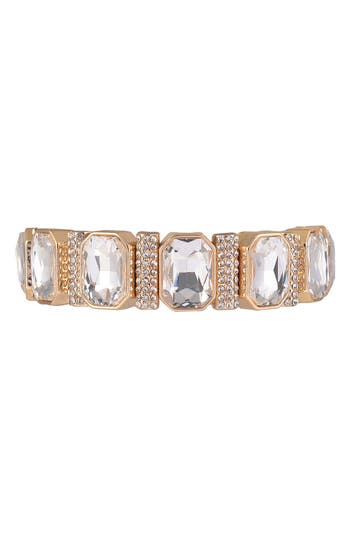 Laundry By Shelli Segal Square Crystal Stretch Bracelet In Gold