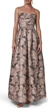 Donna Karan New York Metallic Floral Jacquard Gown