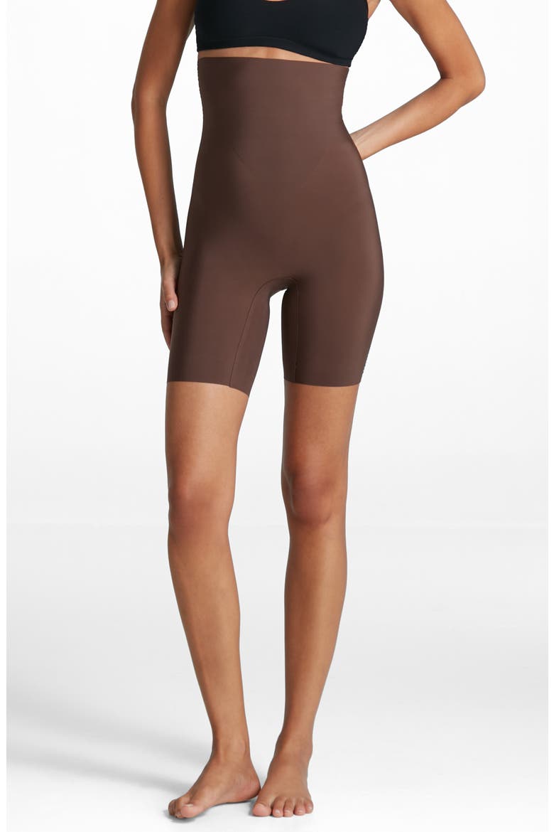 Zone Smoothing High Waist Shaper Shorts, Main, color, MOCHA