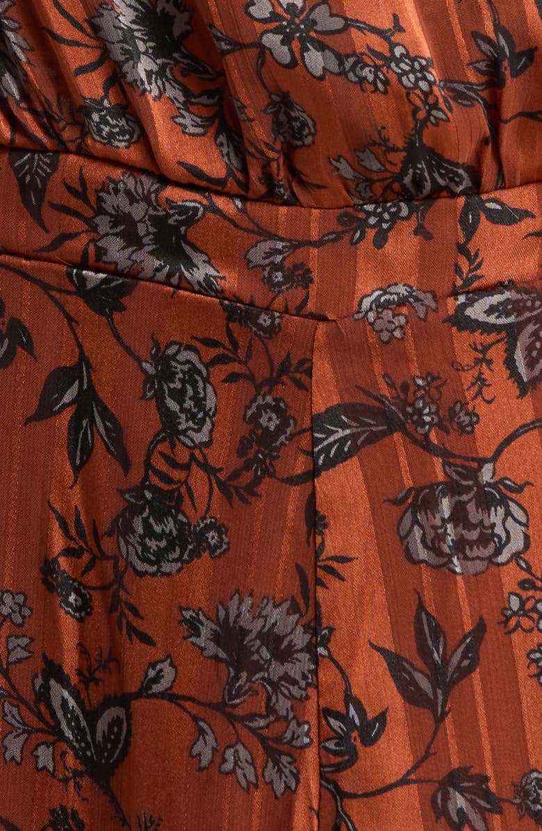 SUGARLIPS Leoben Pleated Sleeveless Satin Jumpsuit, Alternate, color, Brown-Black