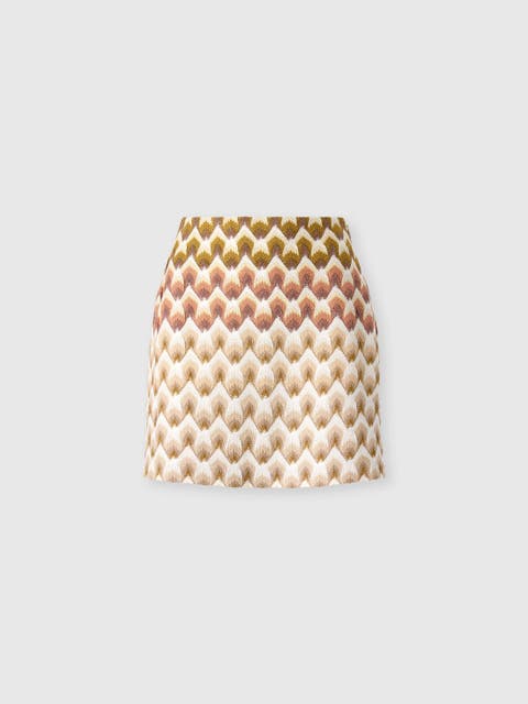 Viscose Lamé Mini Skirt With Lace Motif