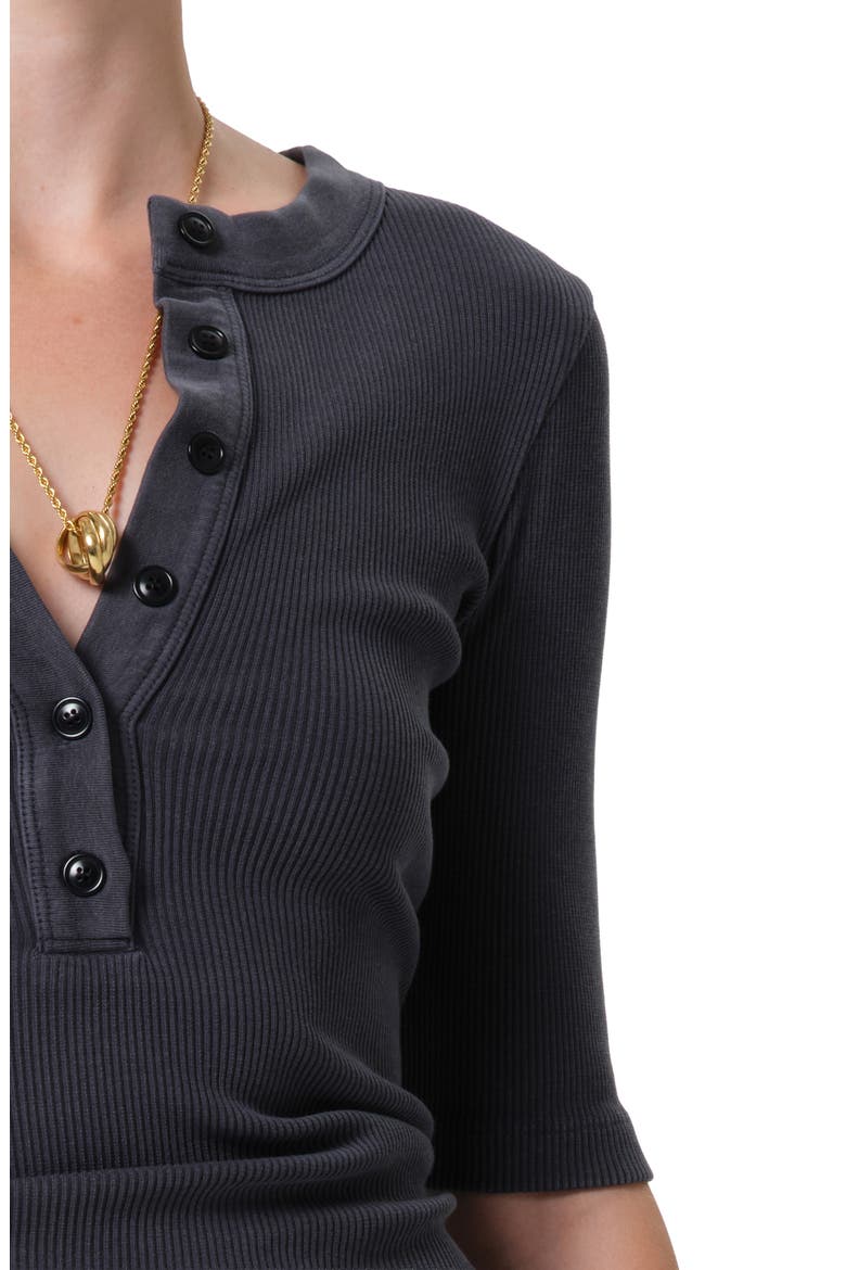Nali Mineral Wash Elbow Sleeve Henley, Alternate, color, CHARCOAL MINERAL