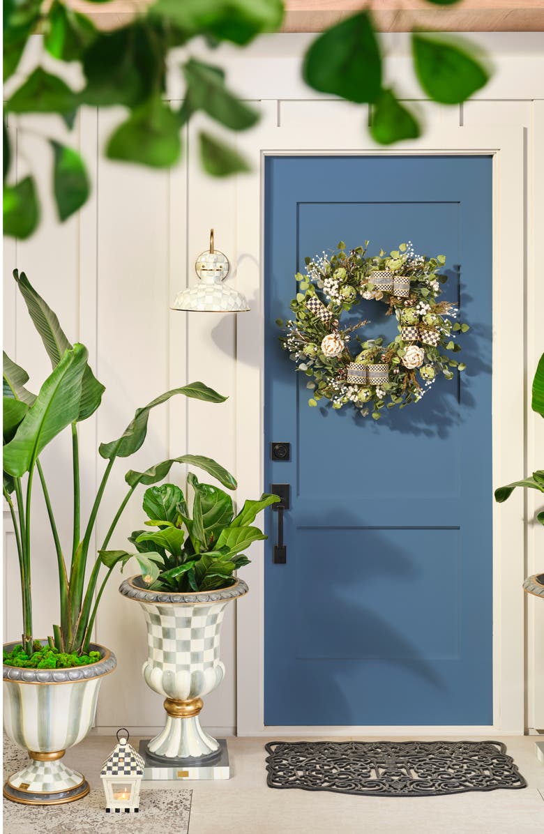 MACKENZIE CHILDS Sterling Stripe Urn, Alternate, color, Grey/ White