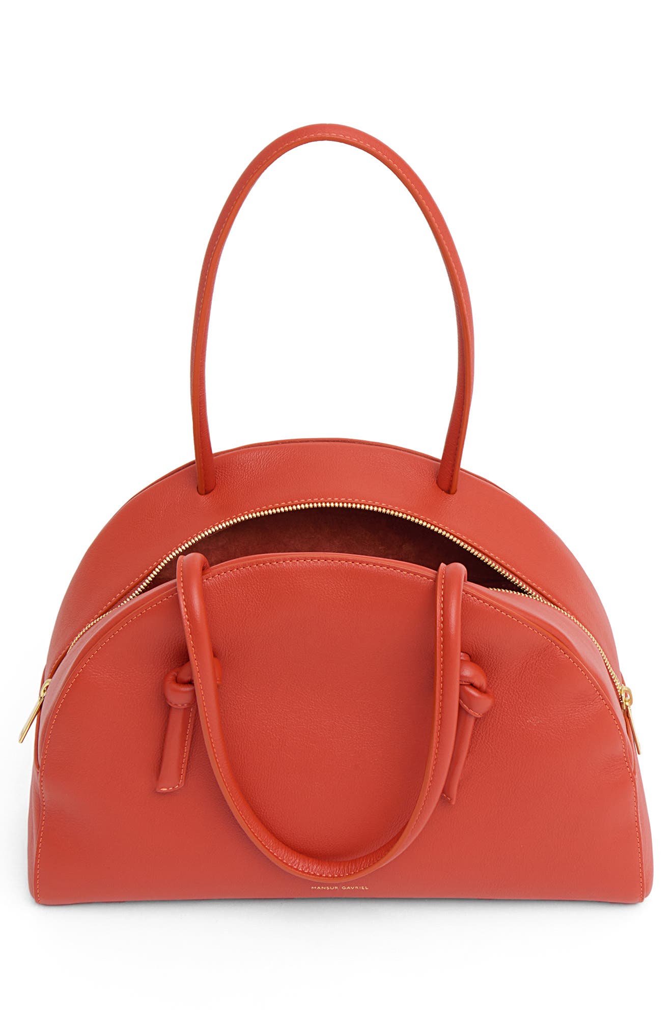 Fortuna Leather Bowling Bag, Alternate, color, POMODORO