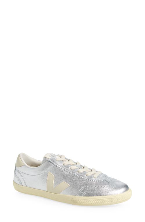 Veja Low-top Metallic Finish Rubber Sole Sneaker In Silver Pierre