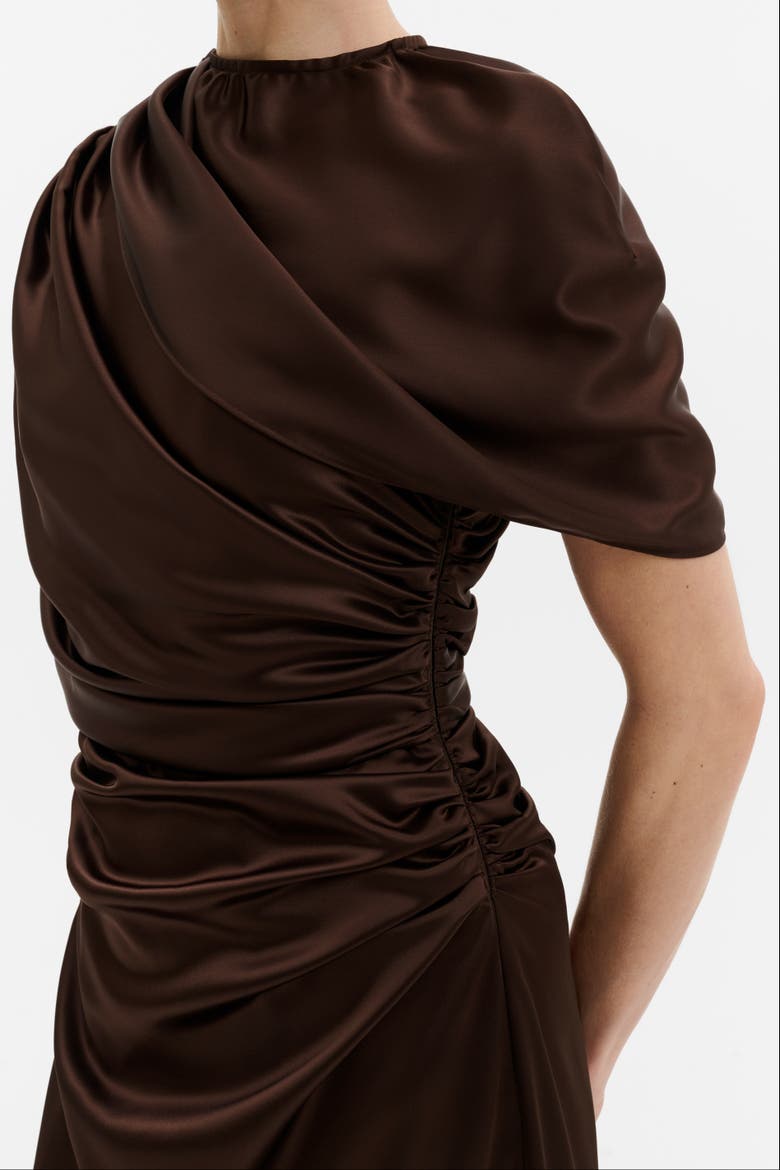 Cassia Draped Fitted Maxi Dress, Alternate, color, Dark Brown