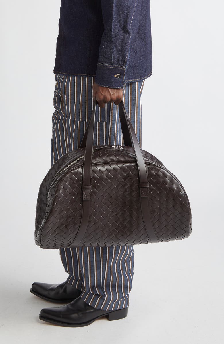 Bottega Veneta Intrecciato Leather Duffle Bag, Alternate, color, 2145 Fondant-Silver