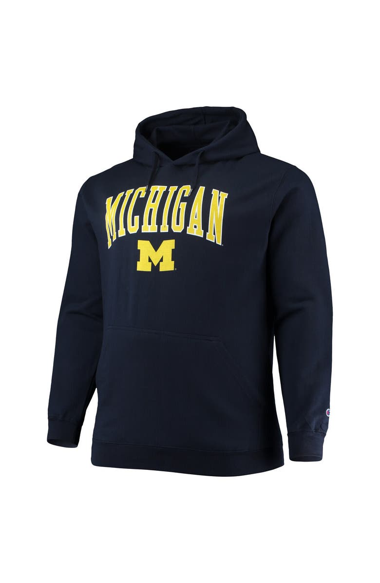 Champion Men's Champion Navy Michigan Wolverines Big & Tall Arch Over Logo Powerblend Pullover Hoodie, Alternate, color, 