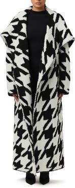 Naked Wardrobe Houndstooth Oversize Bouclé Coat