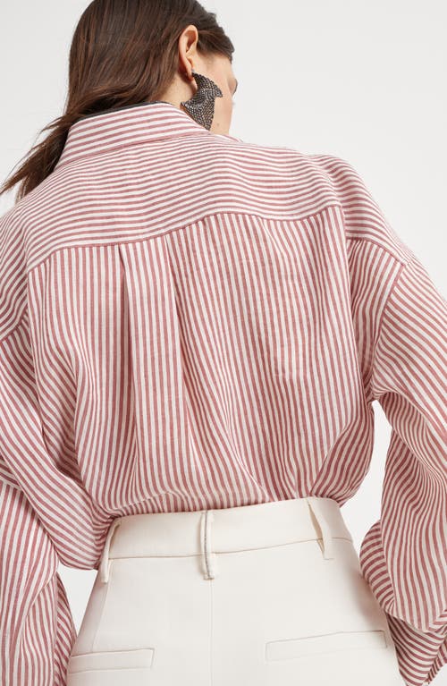 Brunello Cucinelli Women Slouchy Trousers In Viscose And Linen Fluid Twill With Moniline In Ivory