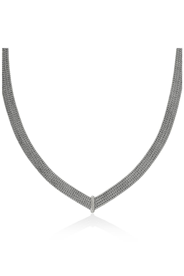 Icon Sterling Silver Diamond Link Necklace, Main, color, SILVER