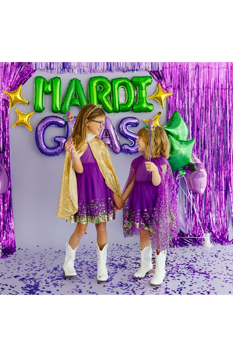 Sweet Wink Mardi Gras Confetti Cape, Alternate, color, Purple