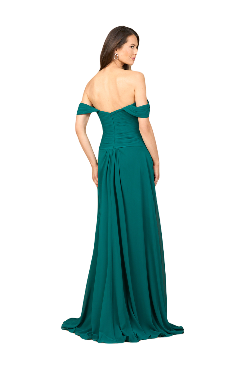 LARA New York Off Shoulder Chiffon Dress, Alternate, color, Emerald Green