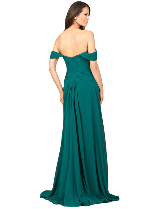 Lara New York Off Shoulder Chiffon Dress In Emerald Green