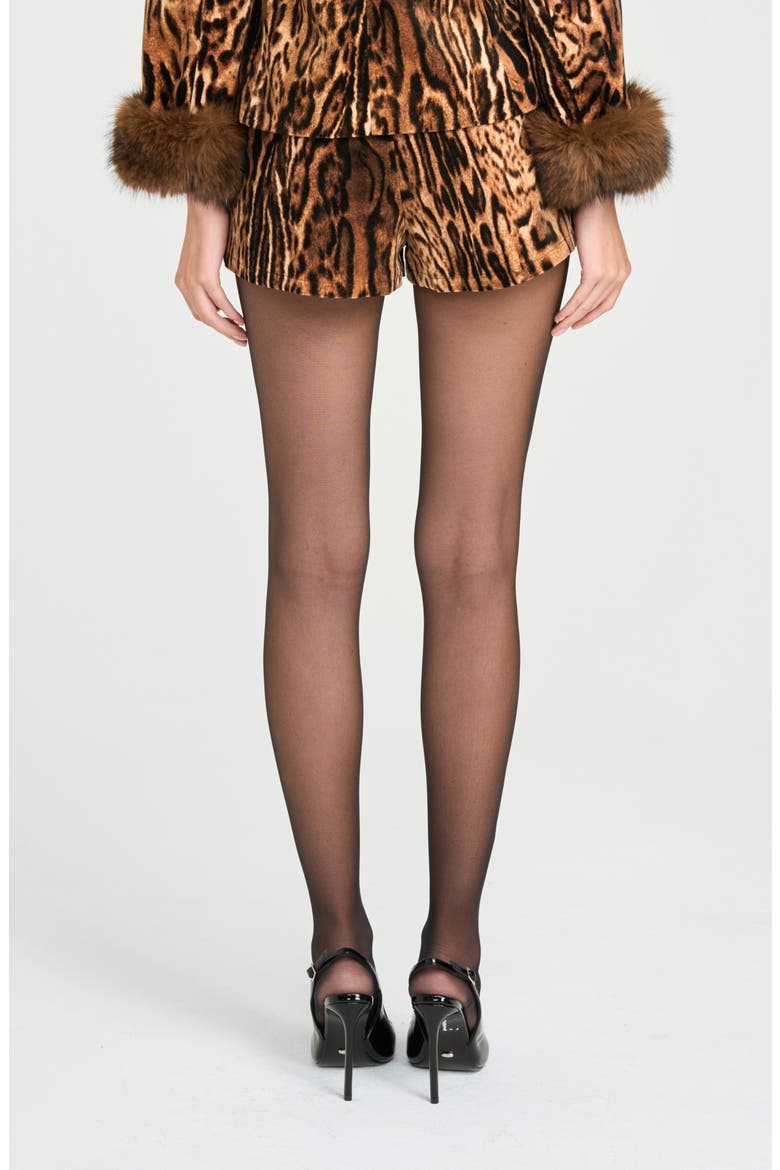 x Rose Lola Naomi Leopard Print Velveteen Shorts, Alternate, color, LEOPARD