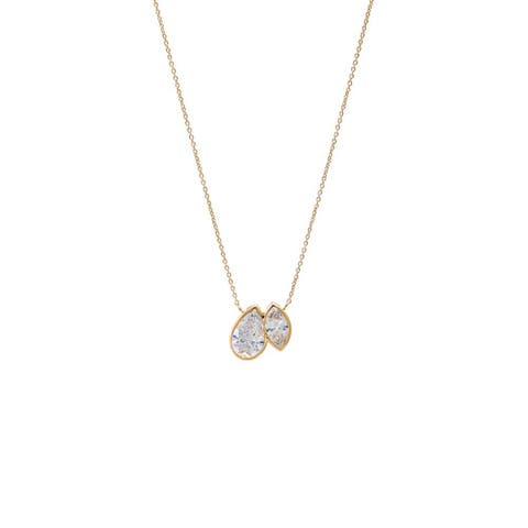 Lab Grown Diamond Toi E Moi Bezel Necklace 14K