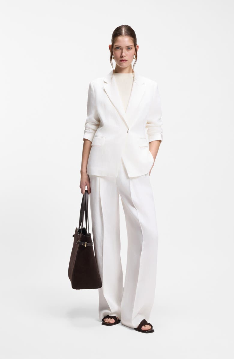 BOSS Jia Linen Blend Double Breasted Jacket, Alternate, color, Bright White
