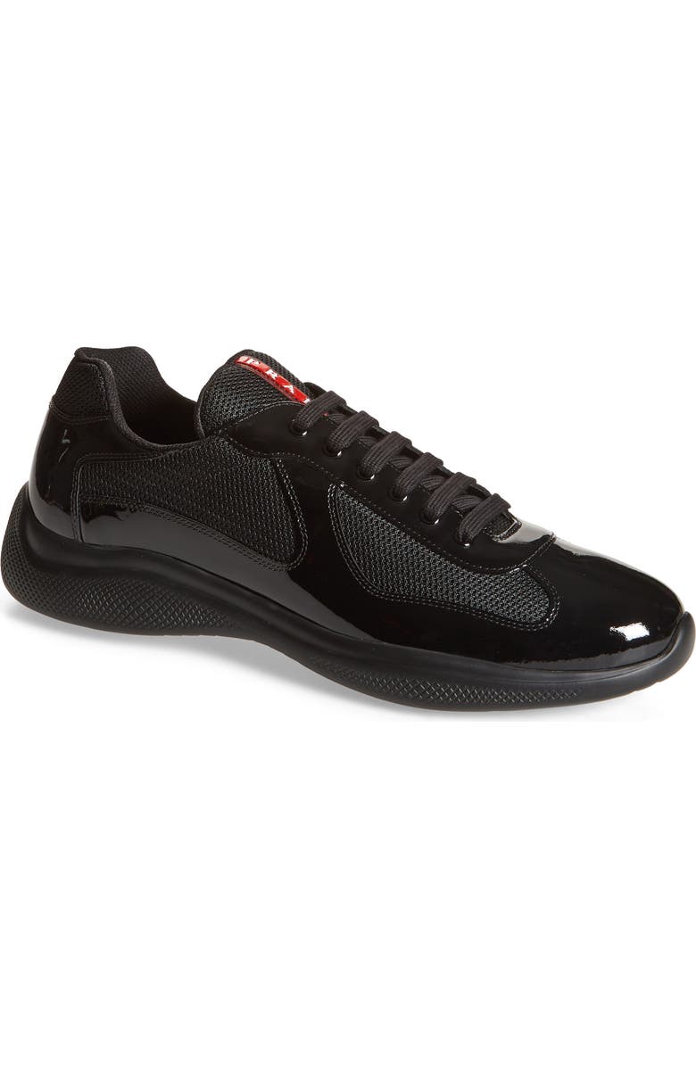 Prada America's Cup Vernice Bike Low Top Sneaker, Main, color, Nero