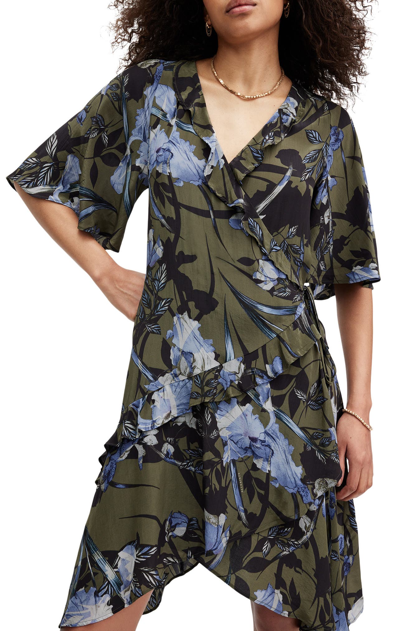 AllSaints Women's Meagan Floral Print Wrap Dress