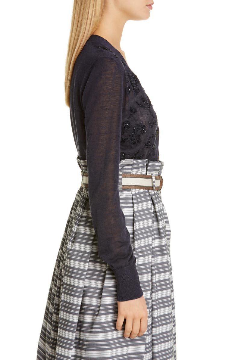 Brunello Cucinelli Floral Embroidered Cardigan, Alternate, color, 