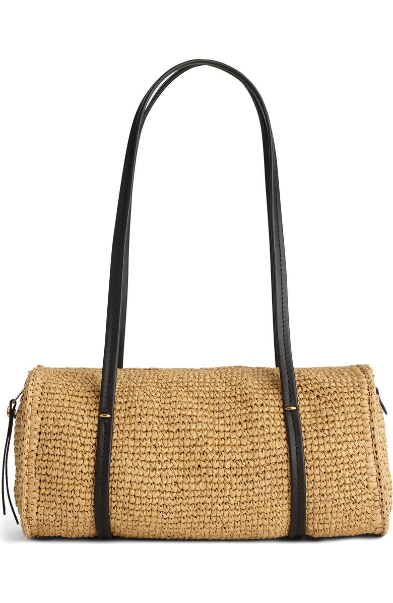 Madewell The Brioche Woven Raffia Shoulder Bag, Main, color, True Black Multi