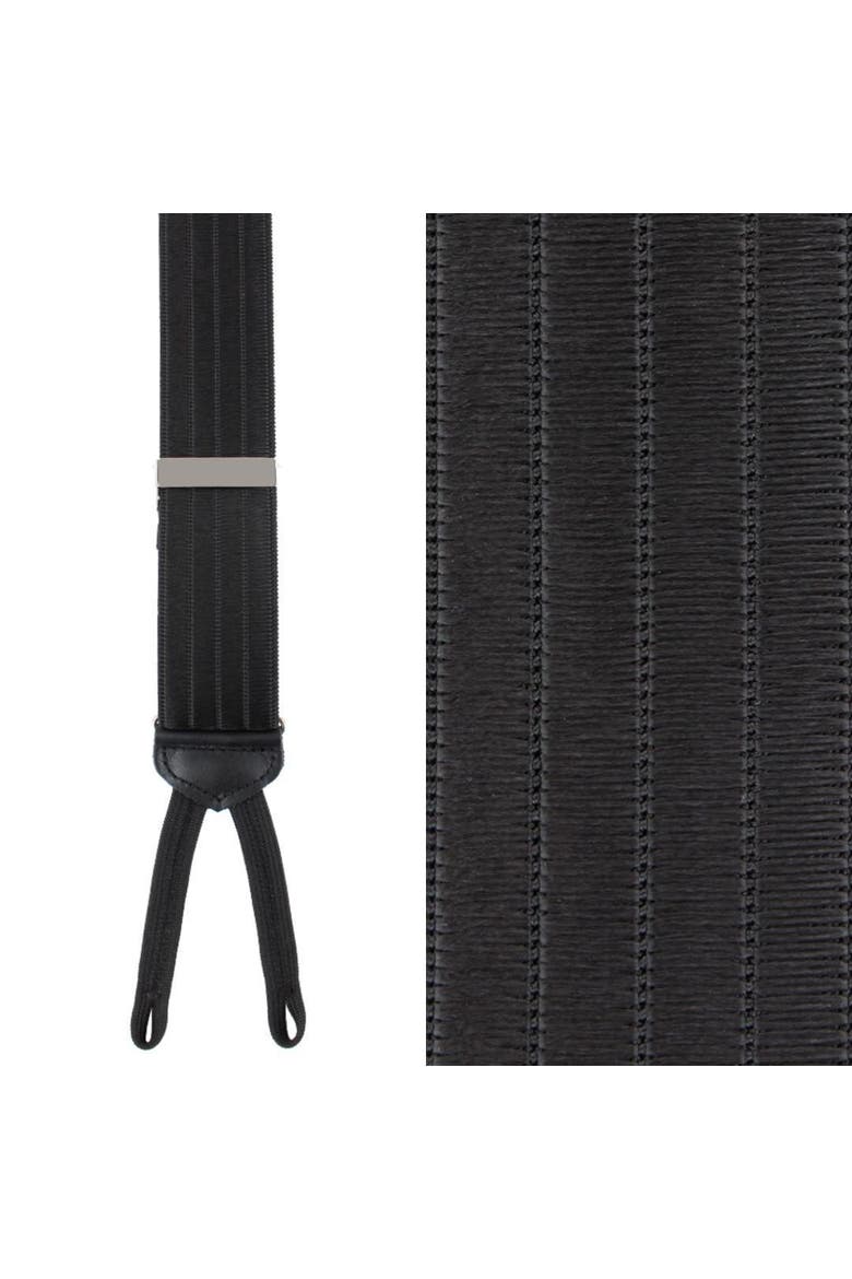 Big & Tall Jefferson Brushed Pinstripe Elastic Formal End Suspenders, Main, color, Black