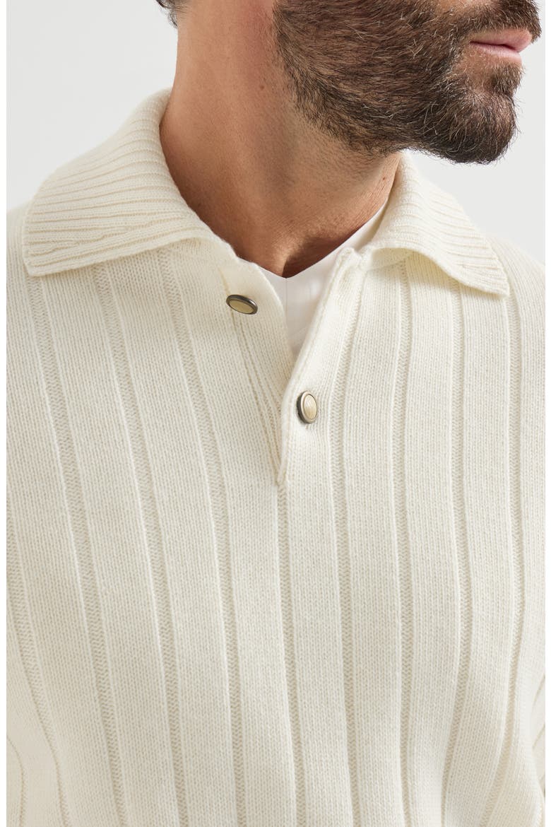 Cashmere ribbed knit polo, Alternate, color, Panama