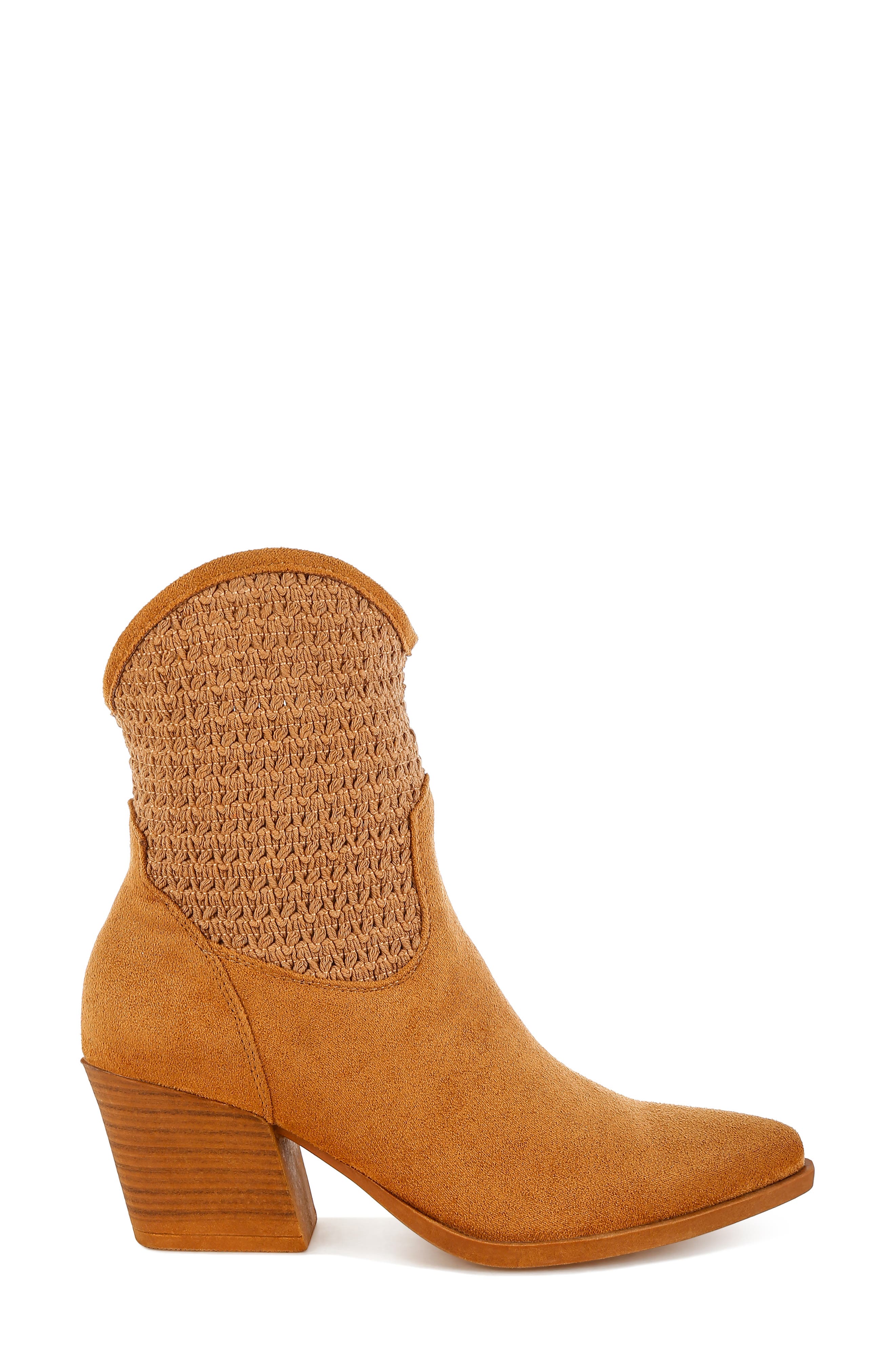 LONDON RAG Bimmy Crochet Trim Western Bootie, Alternate, color, Tan