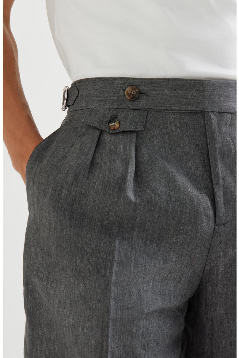 Délavé linen Bermuda shorts, Alternate, color, Anthracite