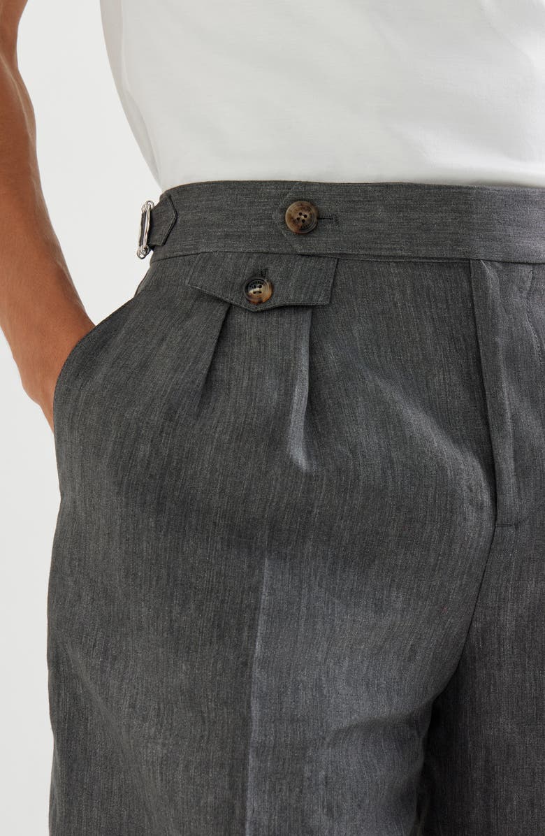 Brunello Cucinelli Délavé linen Bermuda shorts, Alternate, color, Anthracite