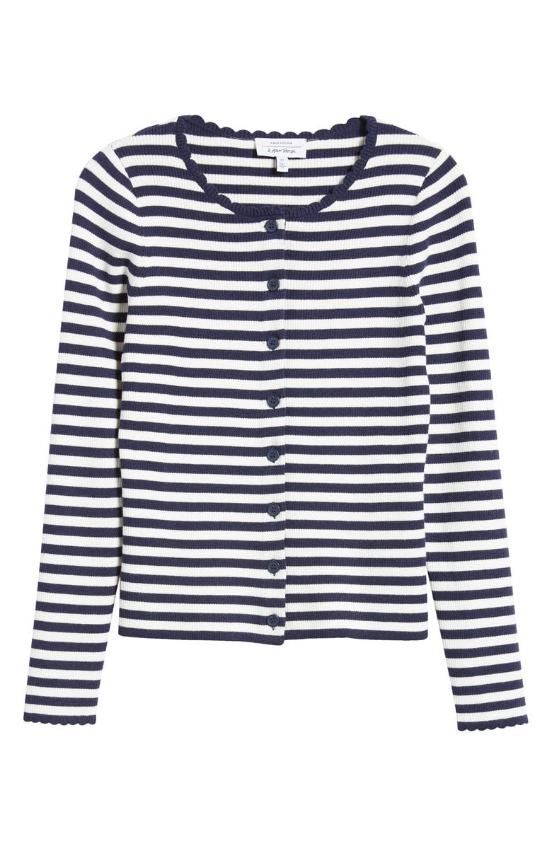 & Other Stories Stripe Wool & Cotton Blend Rib Cardigan, Alternate, color, 