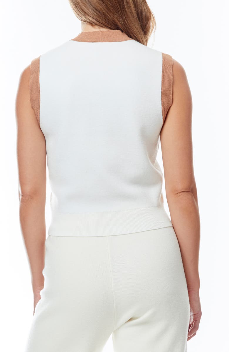 BY DESIGN Ann Crop Sweater Vest, Alternate, color, Antique White/ Chipmunk