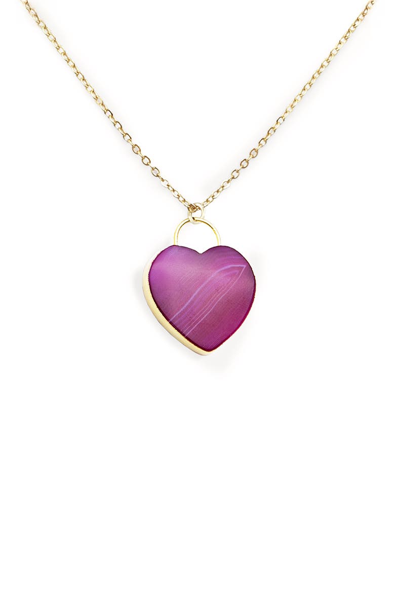 Pink Stone Heart Pendant Necklace, Main, color, PINK