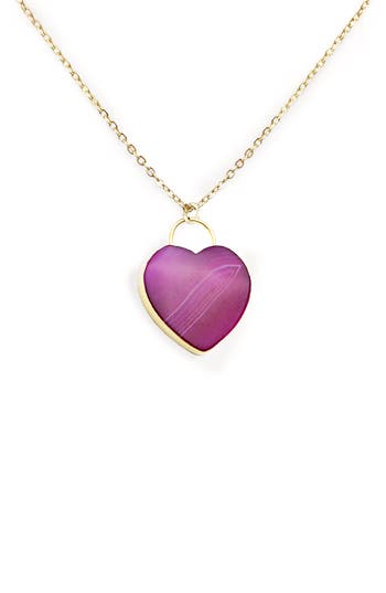 Saachi Pink Stone Heart Pendant Necklace
