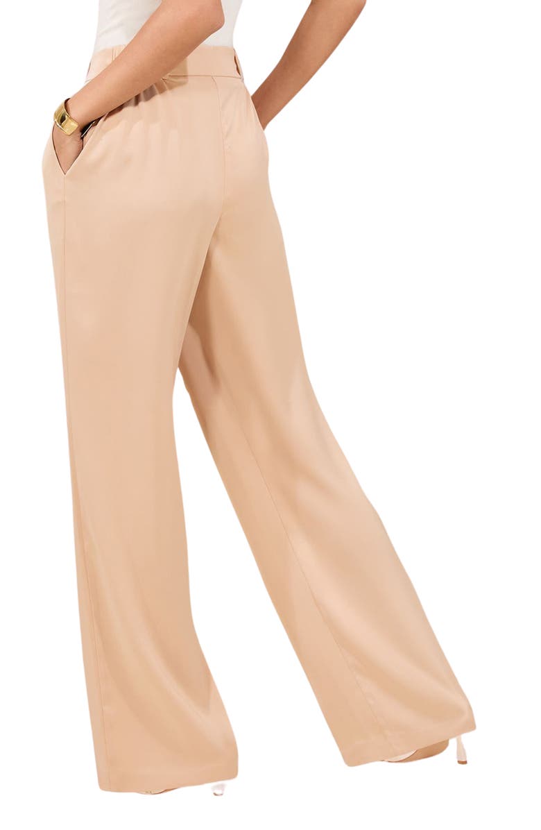 Lipsy Satin Wide Leg Pants, Alternate, color, Champagne