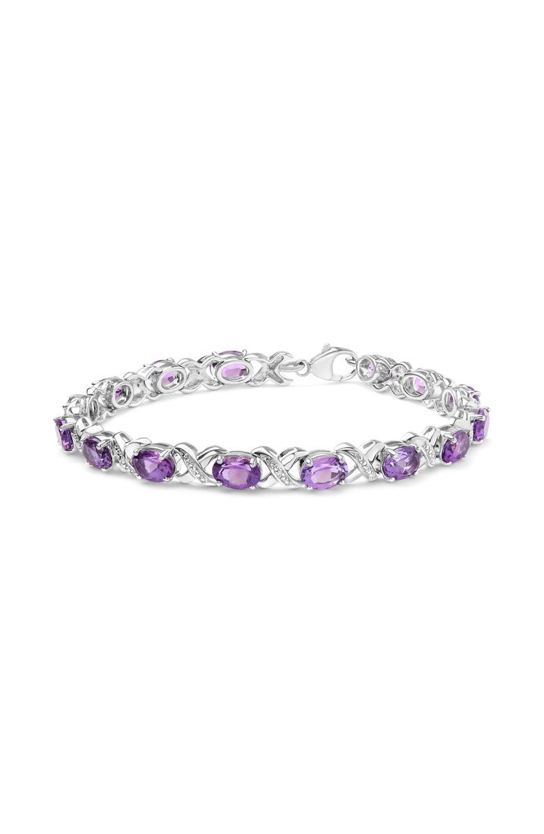 Haus of Brilliance Silver Amethyst & Diamond Accent X-Link Bracelet, Main, color, White