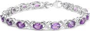 Haus of Brilliance Silver Amethyst & Diamond Accent X-Link Bracelet