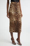 Dolce&Gabbana Leopard Print Stretch Silk Charmeuse Pencil Skirt