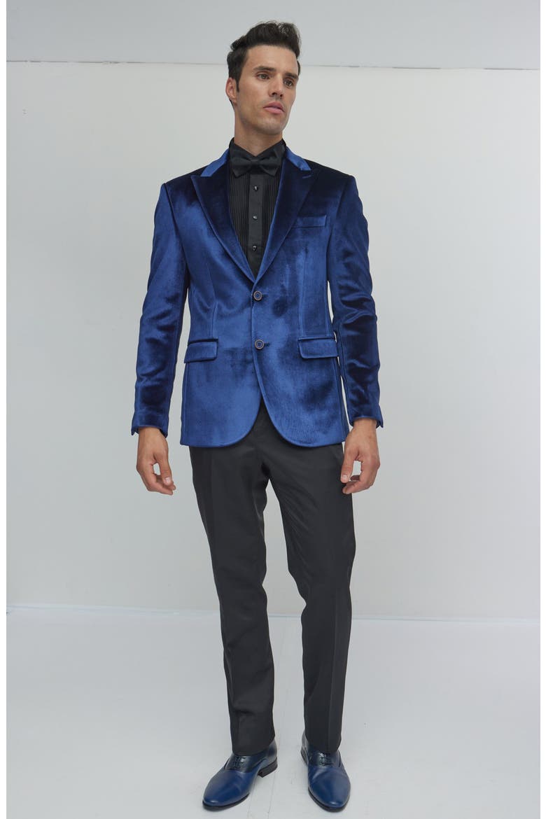 Diamond Velvet Tuxedo Jacket, Alternate, color, NAVY