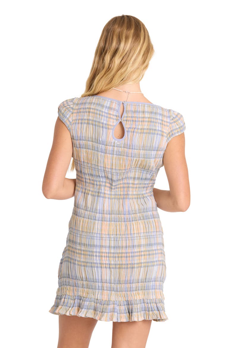 Bright Side Plaid Smocked Minidress, Alternate, color, TWILIGHT BLUE
