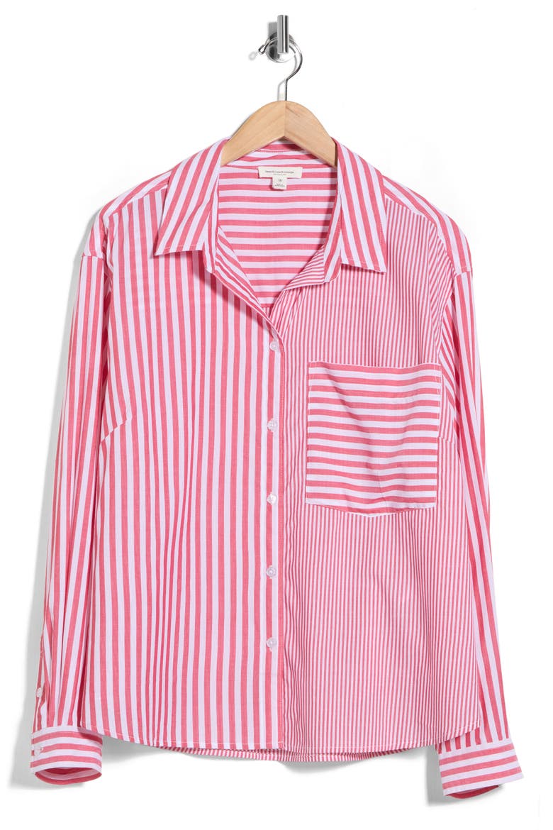 Long Sleeve Button Front Shirt, Alternate, color, MILANO MIX