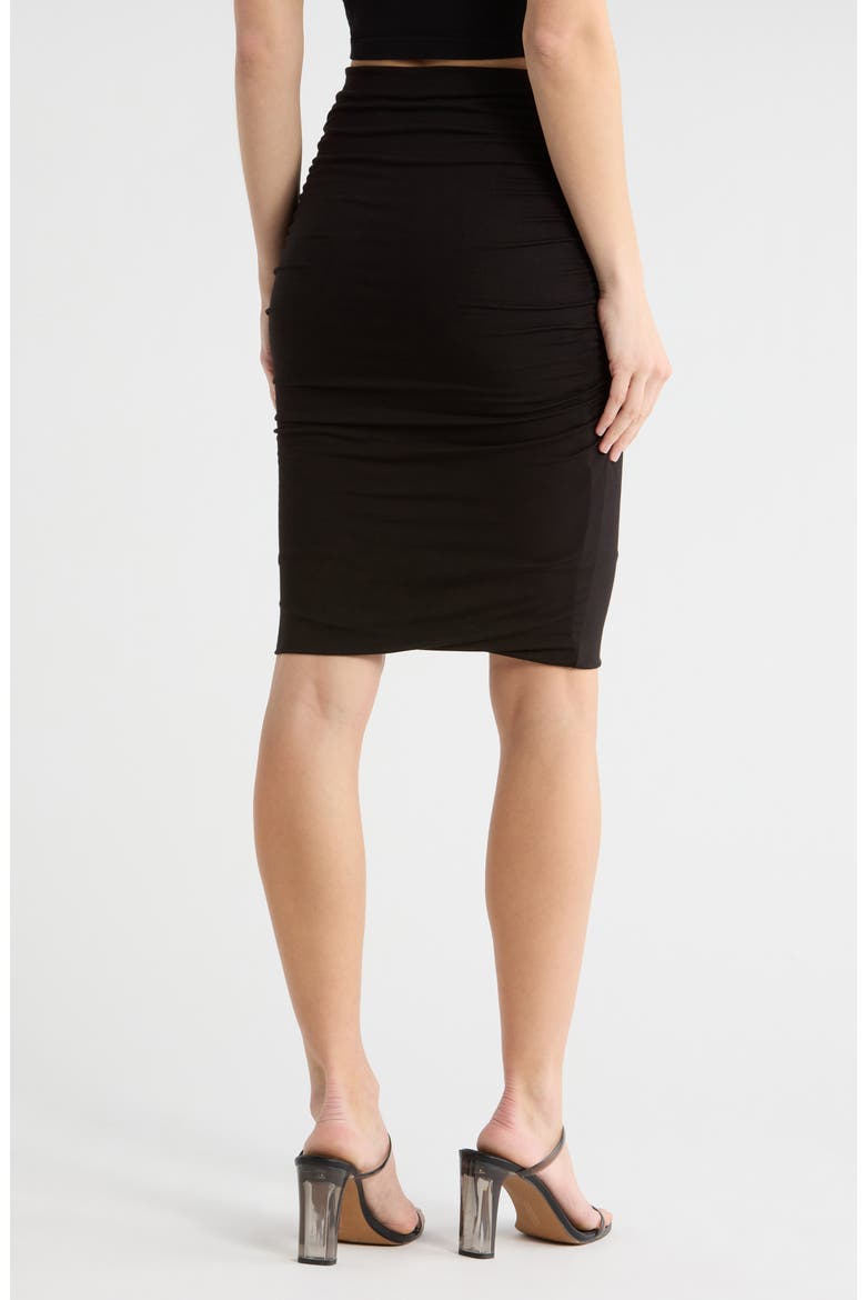 Ruched Stretch Modal Midi Skirt, Alternate, color, BLACK
