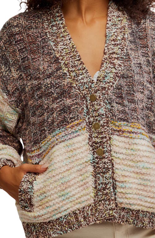 Free People Isabella Colorblock Cardigan In Brown