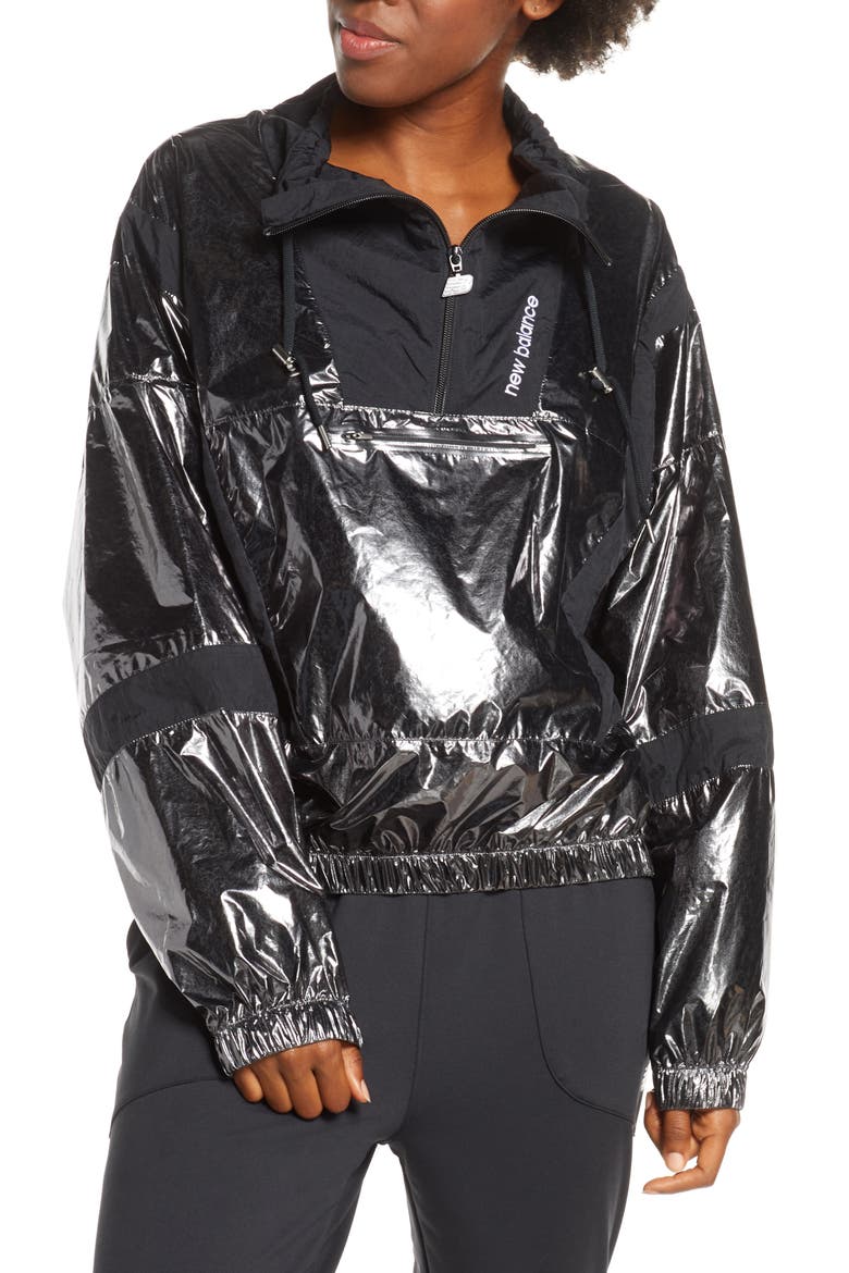 Select Metallic Quarter Zip Windbreaker, Main, color, BLACK MAGNET