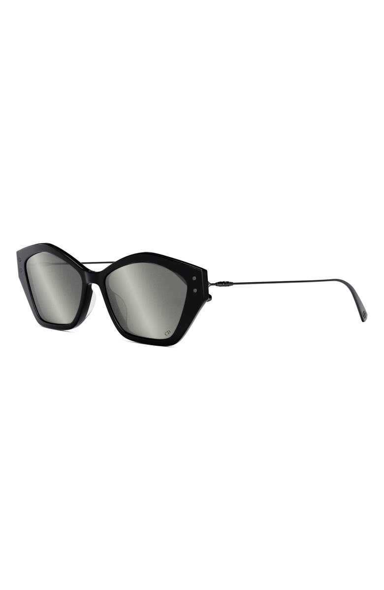 DIOR MissDior S1U 56mm Geometric Sunglasses, Alternate, color, Shiny Black / Smoke Mirror