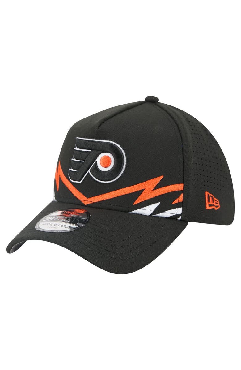 New Era Men's New Era Black Philadelphia Flyers 39THIRTY A-Frame Perforated Flex Hat, Main, color, Black