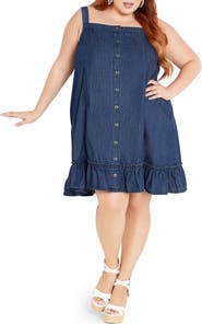 City Chic Island Denim Button Front Dress