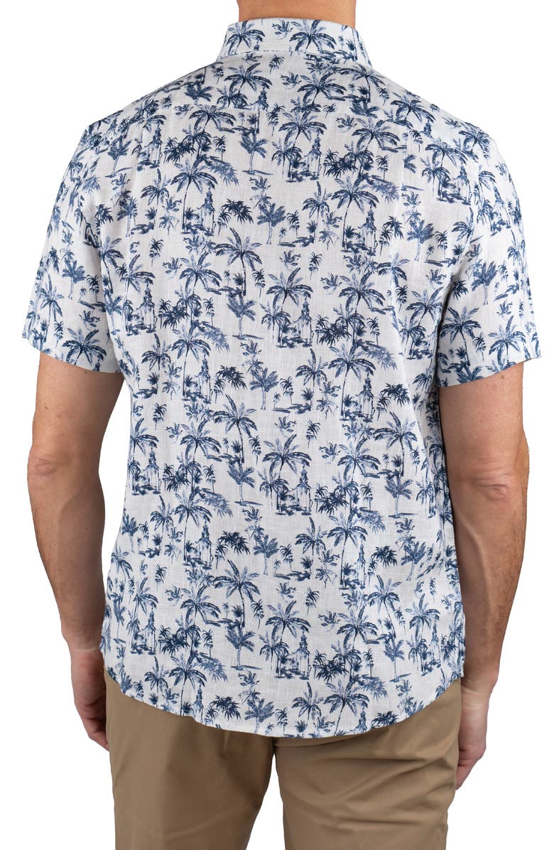Tailor Vintage Palm Tree Print Short Sleeve Linen Button-Down Shirt, Alternate, color,