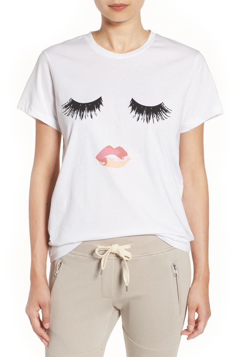 'Lips & Lashes' Graphic Tee, Main, color, WHITE