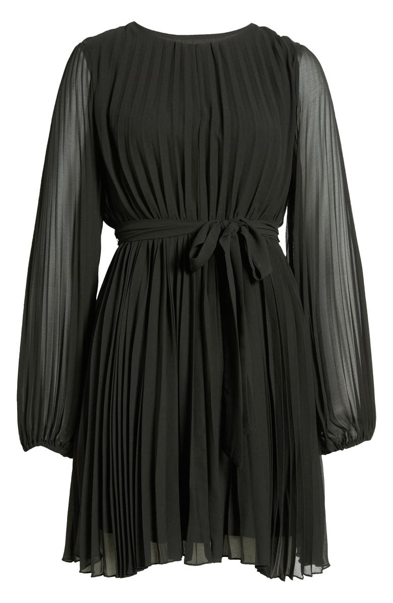 Sam Edelman Long Sleeve Pleated Georgette Dress, Alternate, color, 